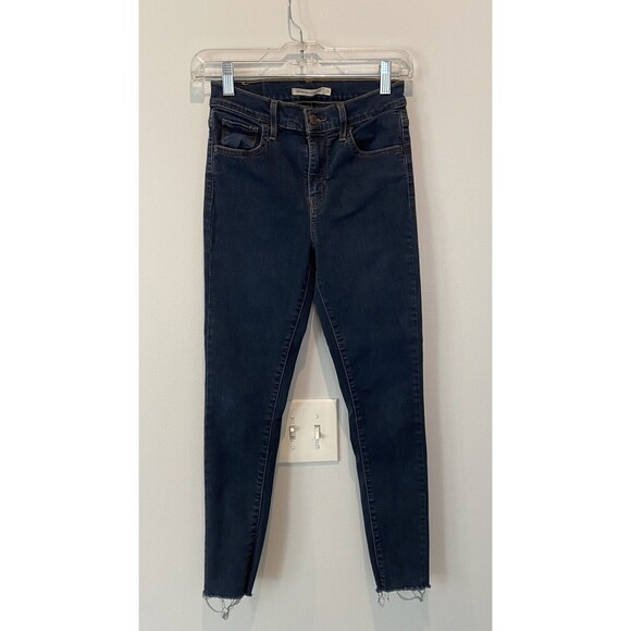 Levi's Levis 720 High Rise Super Skinny Leg Stretch Jeans Size 25 25x30 Raw Hem - Picture 1 of 14